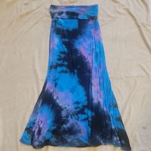 White Birch Blue and Purple Tie-Dye Maxi Skirt